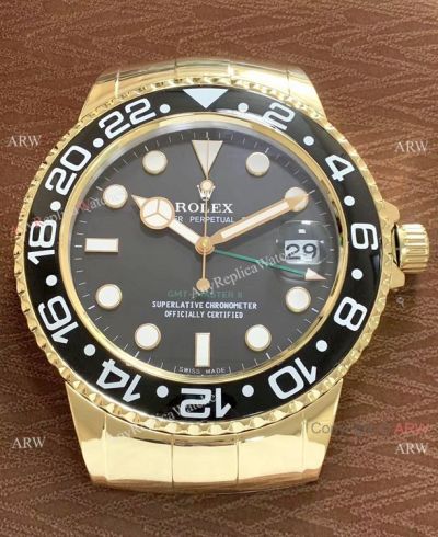 New Arrival!! GMT-Master II Rolex Wall Clock Luminous Markers Yellow Gold